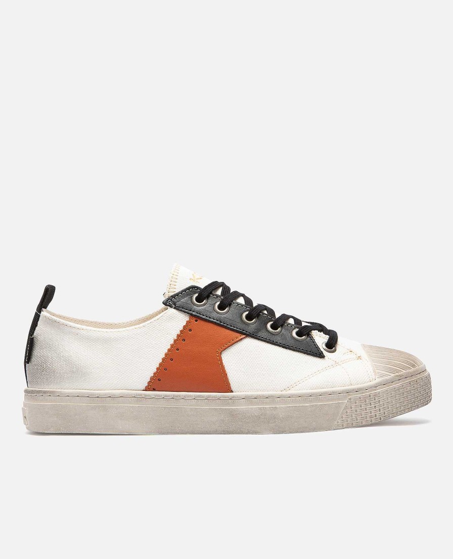 KOST Men'S Off-White - Orange Oeko-Tex Canvas Sneakers Clearance