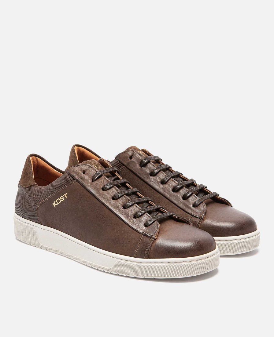 KOST Men'S Brown Leather Sneakers Hot