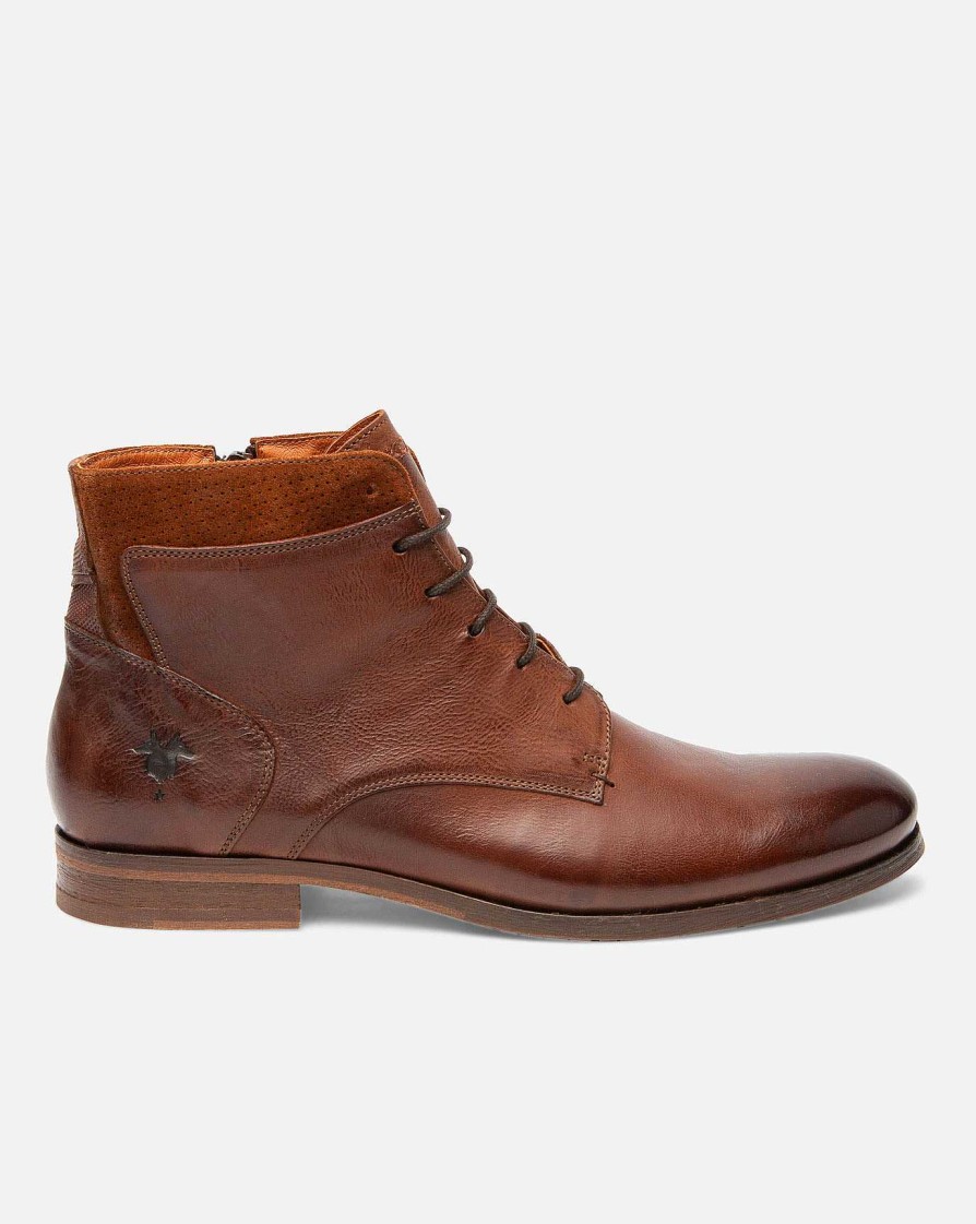 KOST Brown Leather Lace Up Boots For Men Hot