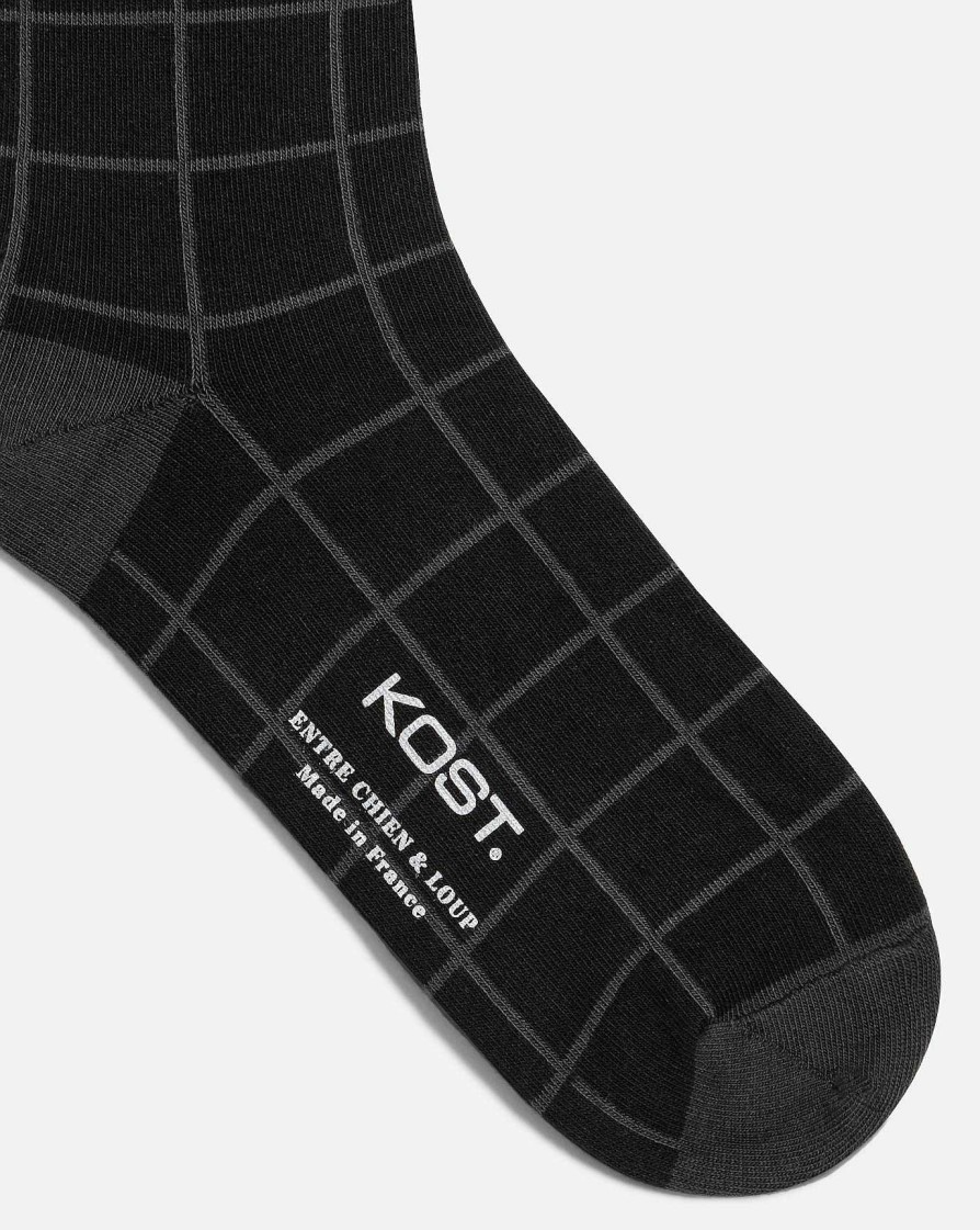 KOST Mens Gray And Black Made In France Organic Cotton Socks Best