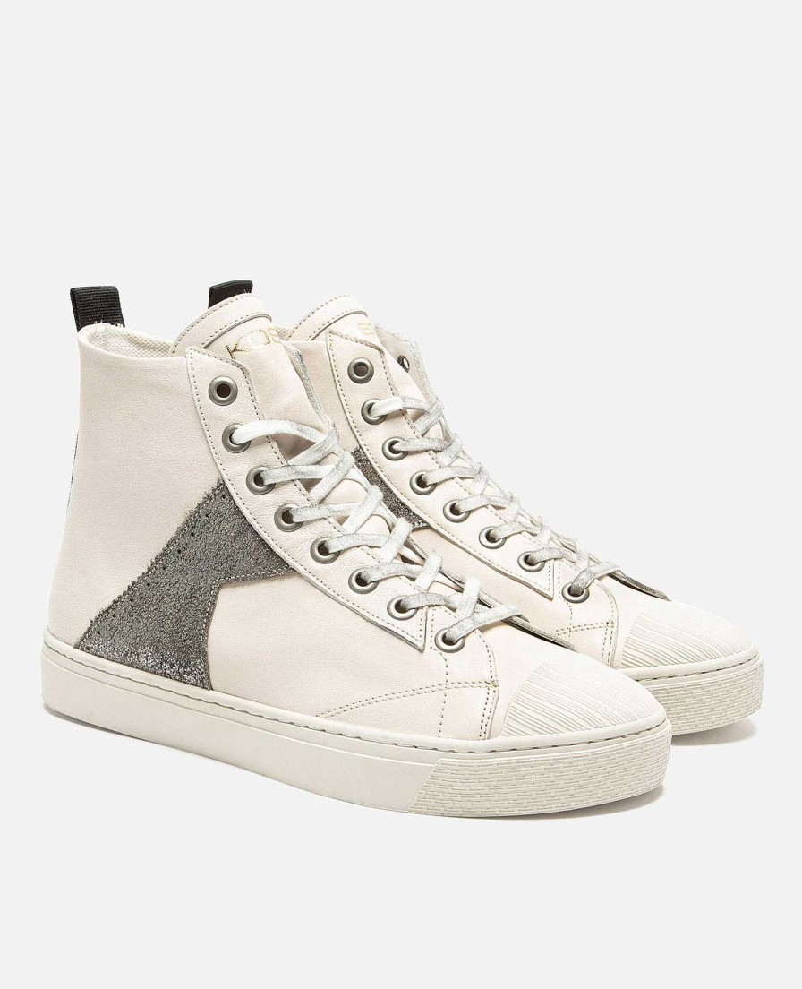 KOST Women'S Shoes Made Of Off-White And Silver Leather Online