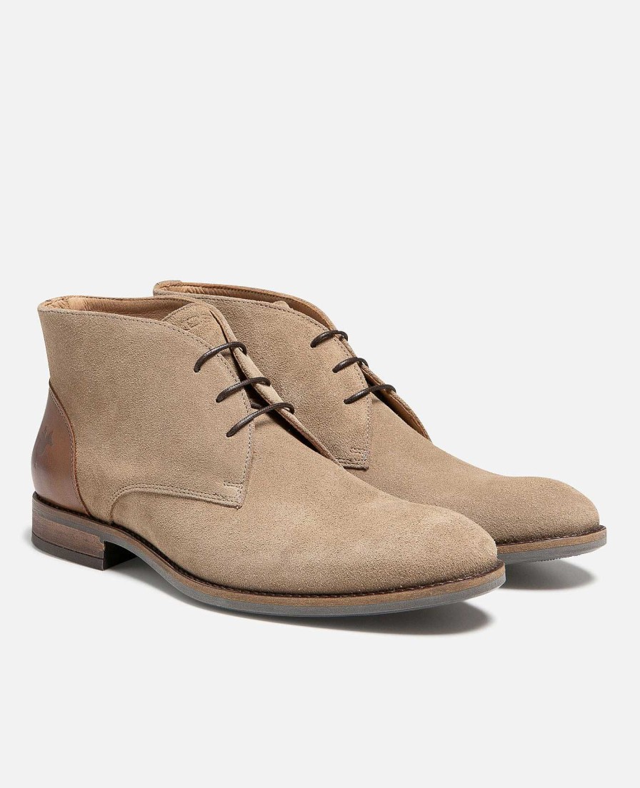 KOST Men'S Taupe Suede Derby Shoes Clearance