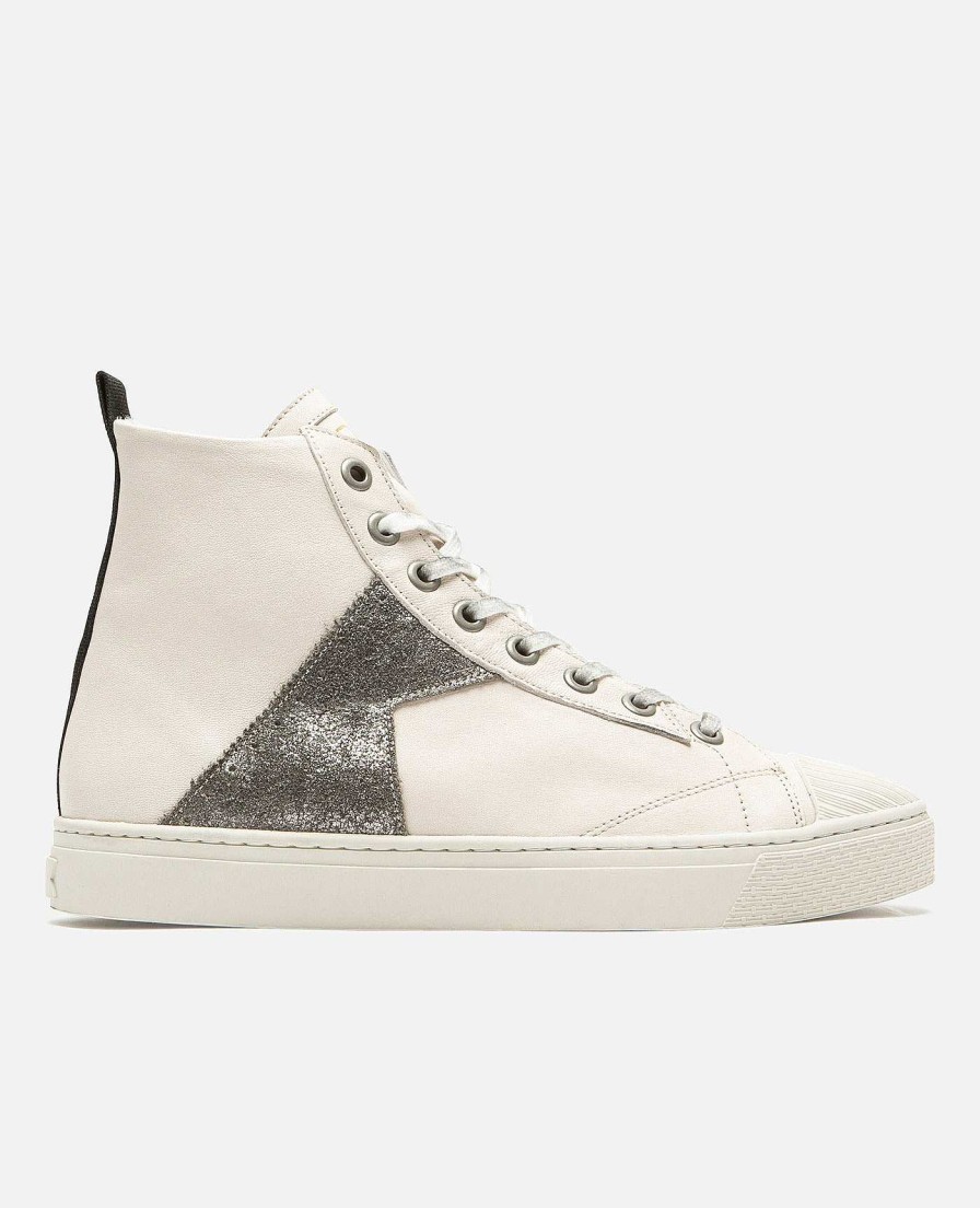 KOST Men'S Sneakers Made Of Off-White And Silver Vegetable Tanned Leather Hot