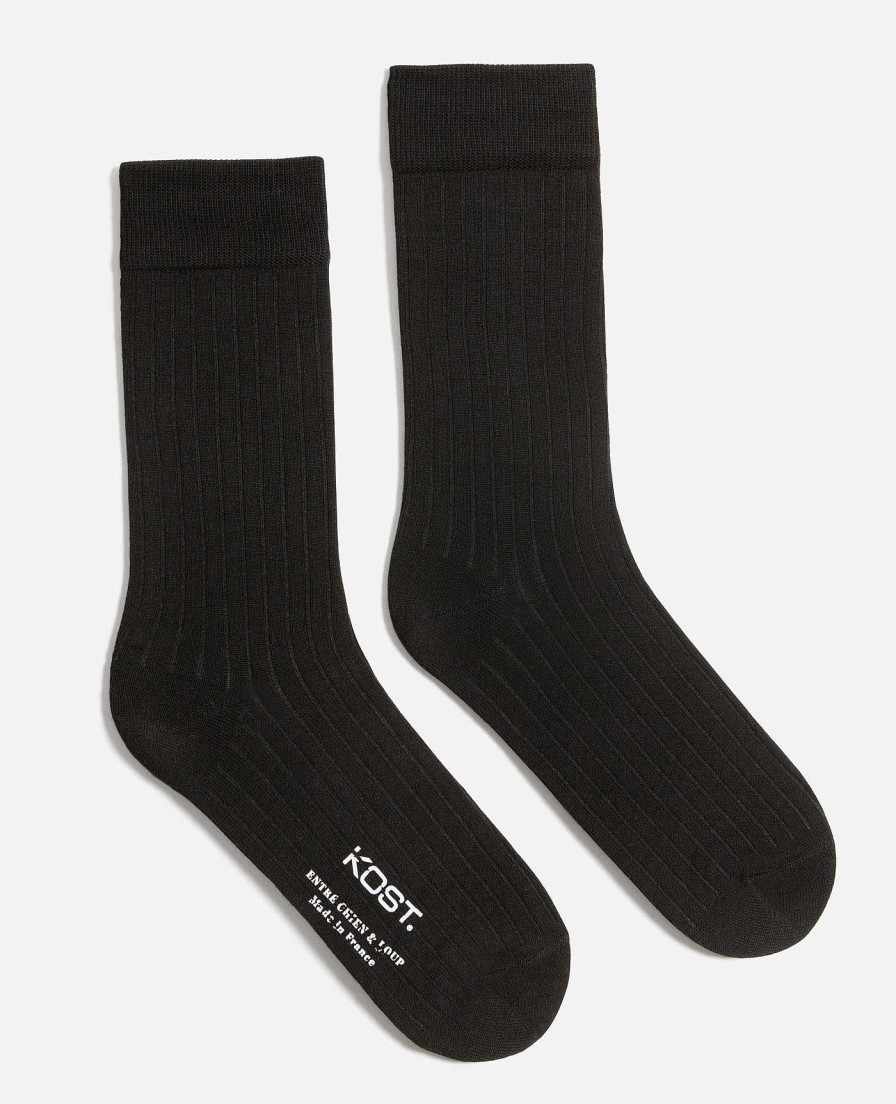 KOST Mens Made In France Black Cotton Socks Clearance