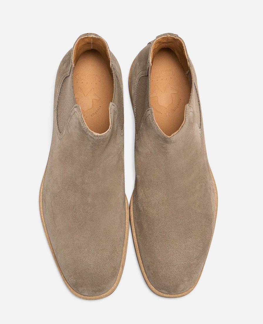 KOST Men'S Taupe Suede Chelsea Boots Clearance