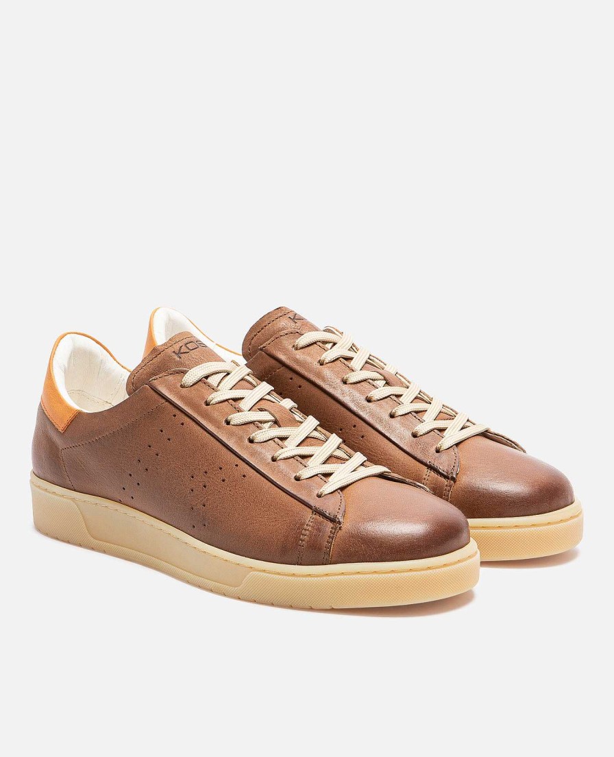 KOST Men'S Brown Vegetable Tanned Leather Sneakers Wholesale