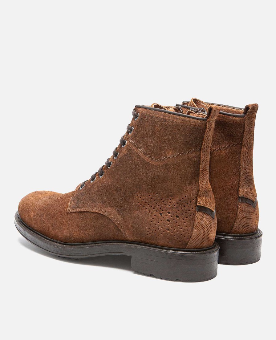 KOST Brown Suede Lace Up Boots For Men Hot