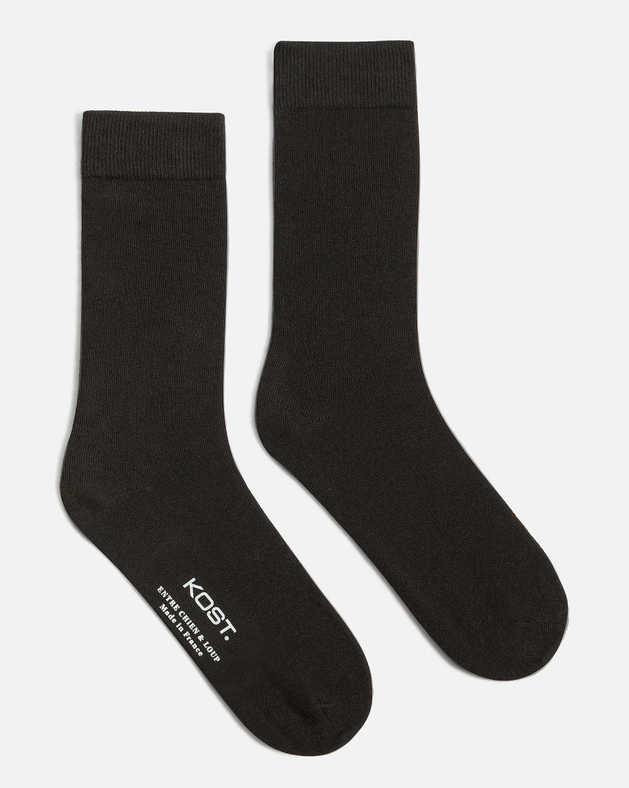 KOST Men'S Black Organic Cotton Socks Made In France Wholesale