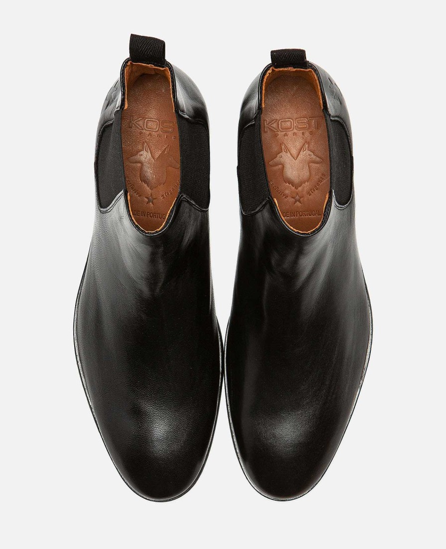 KOST Mens Leather Black Chelsea Boots Online