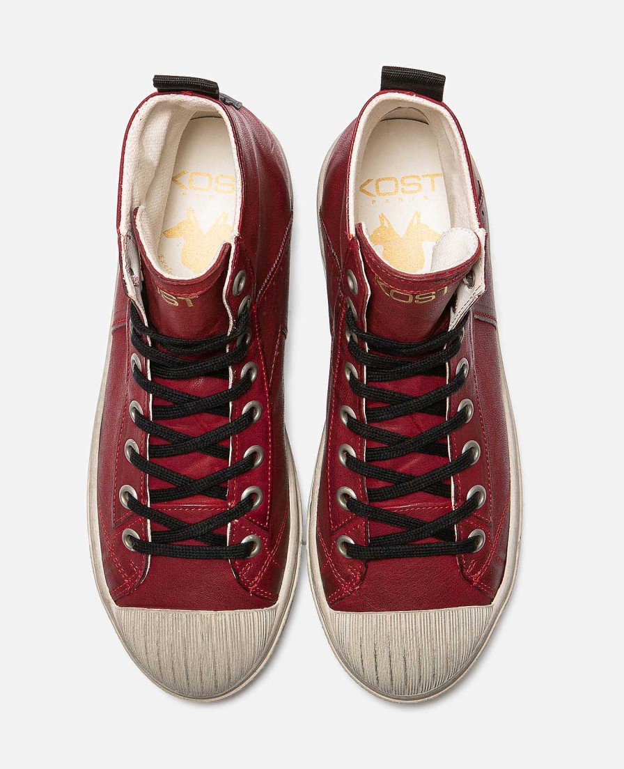 KOST Women'S Red Vegetable Tanned Leather Sneakers New