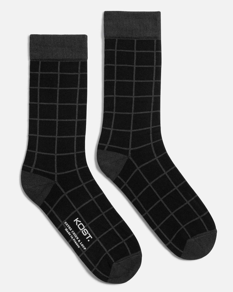 KOST Mens Gray And Black Made In France Organic Cotton Socks Best