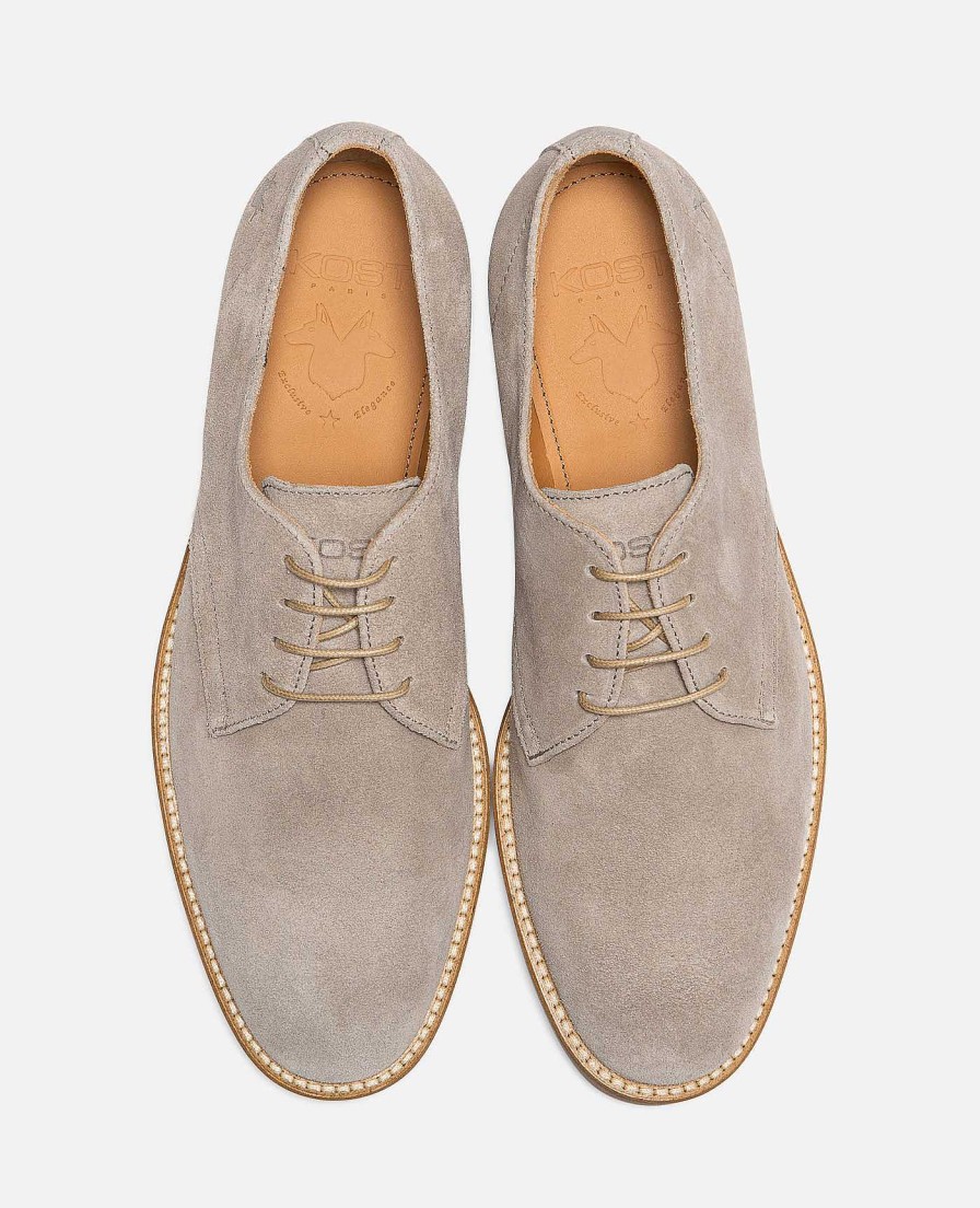 KOST Men'S Suede Taupe Derby Shoes Hot