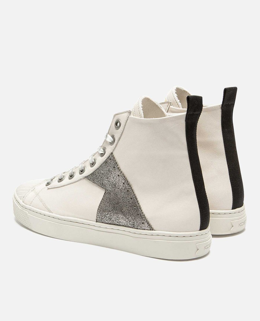 KOST Men'S Sneakers Made Of Off-White And Silver Vegetable Tanned Leather Hot