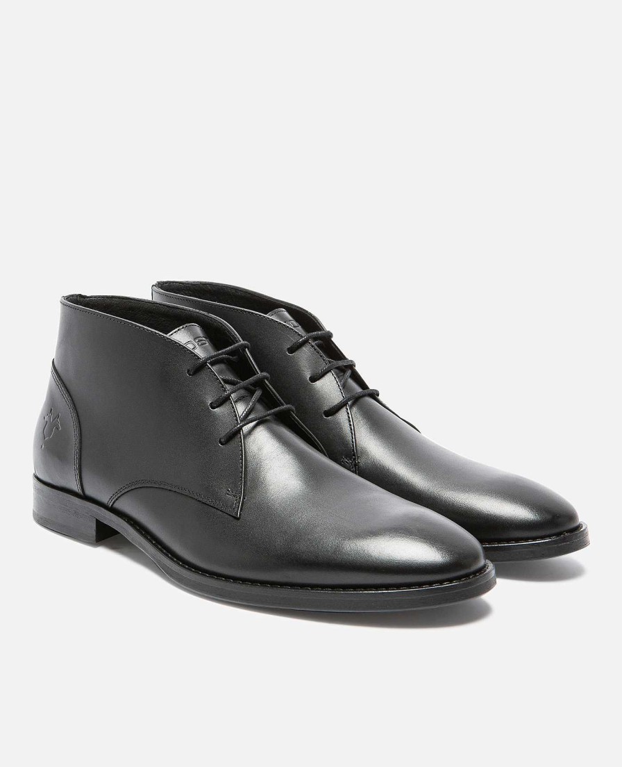 KOST Men'S Black Leather Chukka Boots Clearance