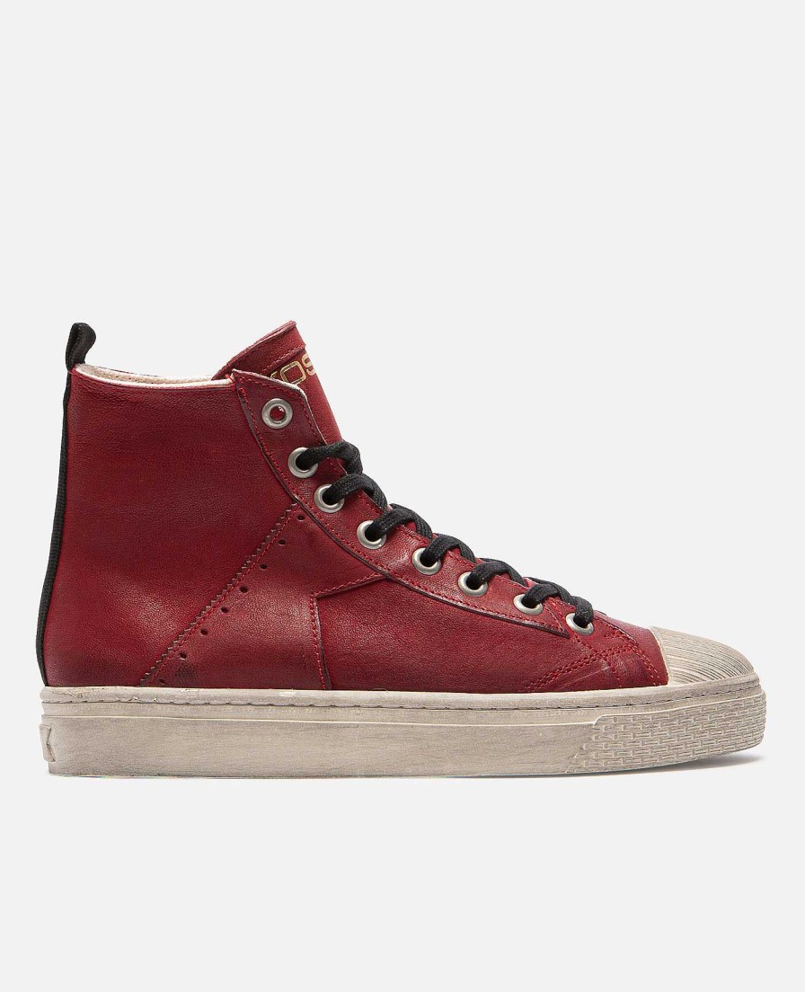 KOST Women'S Red Vegetable Tanned Leather Sneakers New