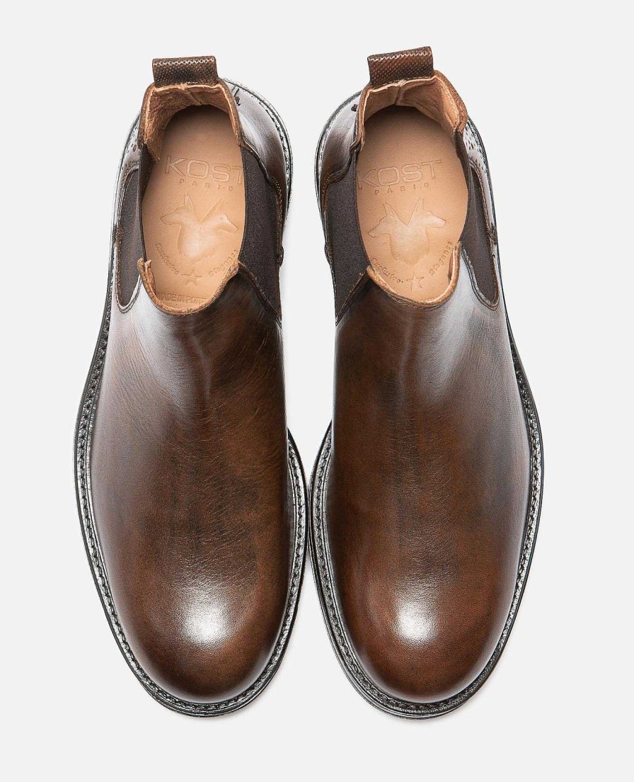 KOST Men'S Chelsea Boots Made Of Brown Vegetable Tanned Leather Online