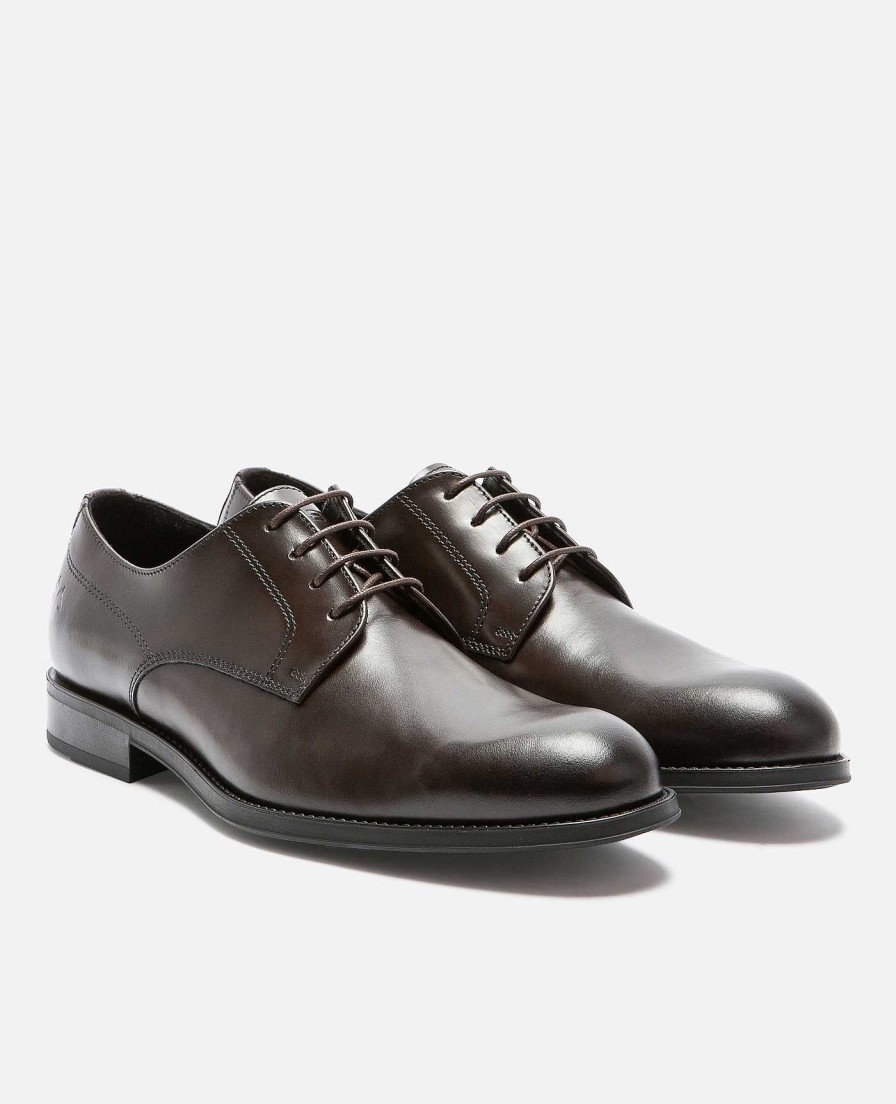 KOST Men'S Brown Leather Derby Shoes Clearance