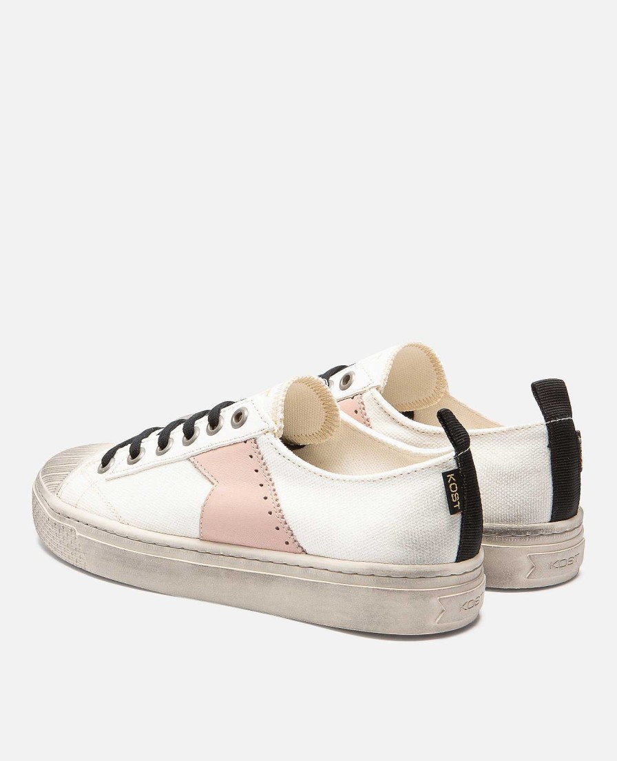 KOST Women'S Off-White-Pink Oeko-Tex Canvas Sneakers Hot