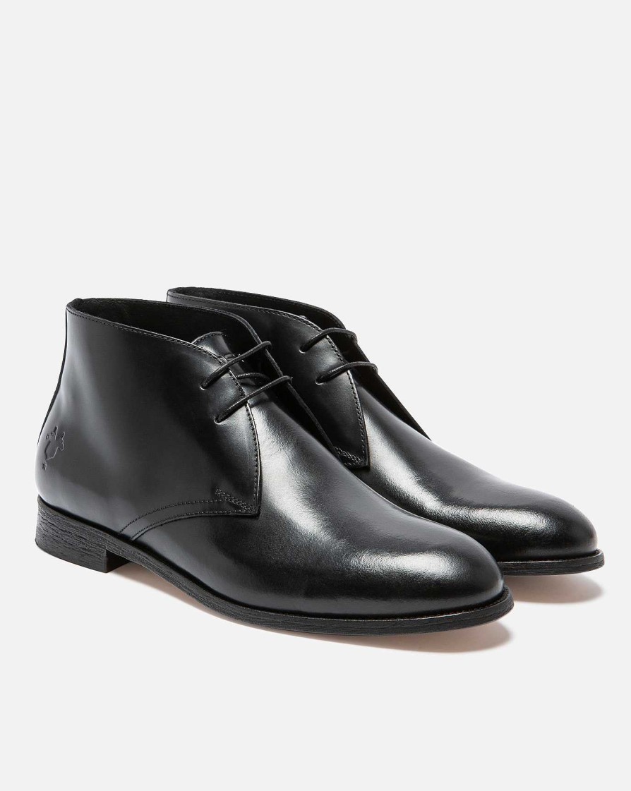 KOST Men'S Black Leather Chukka Boots Clearance