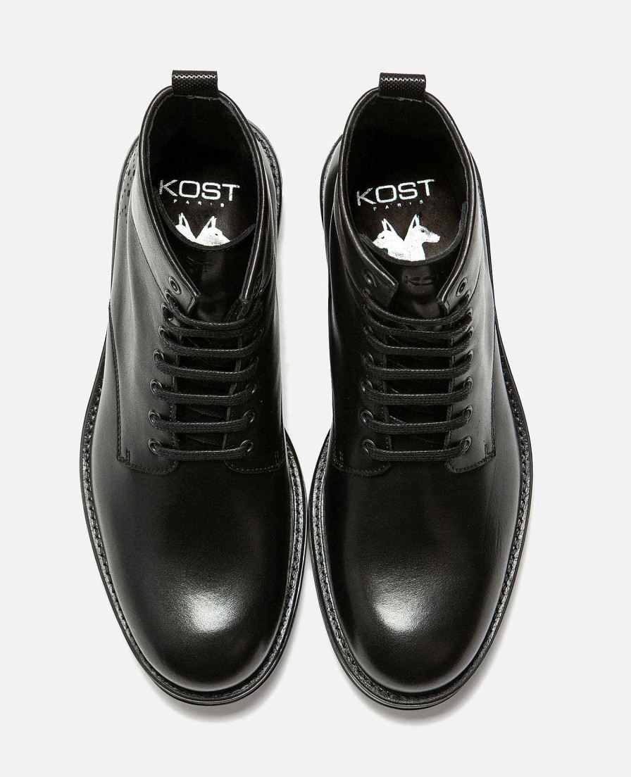 KOST Men'S Black Leather Boots Hot