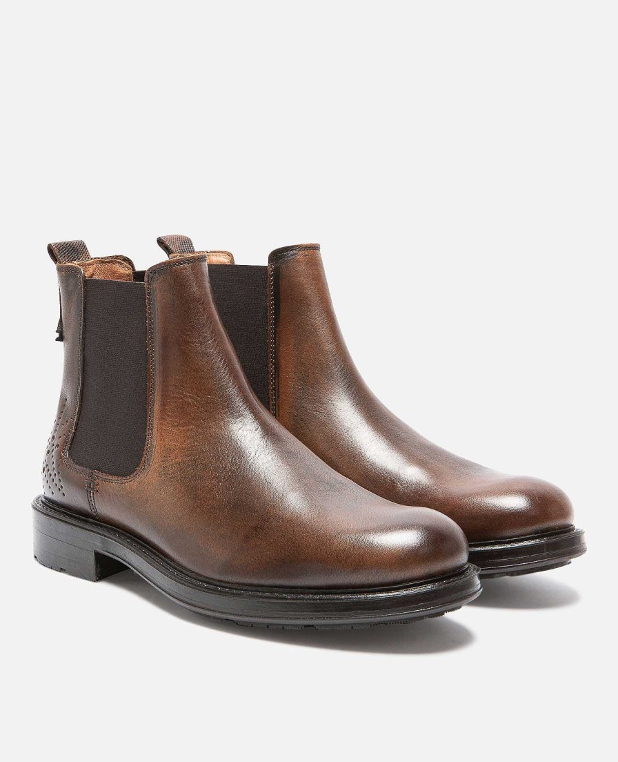 KOST Men'S Chelsea Boots Made Of Brown Vegetable Tanned Leather Online