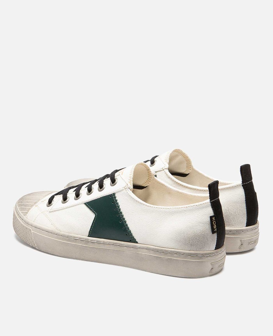 KOST Men'S White-Green Oeko-Tex Canvas Sneakers Clearance