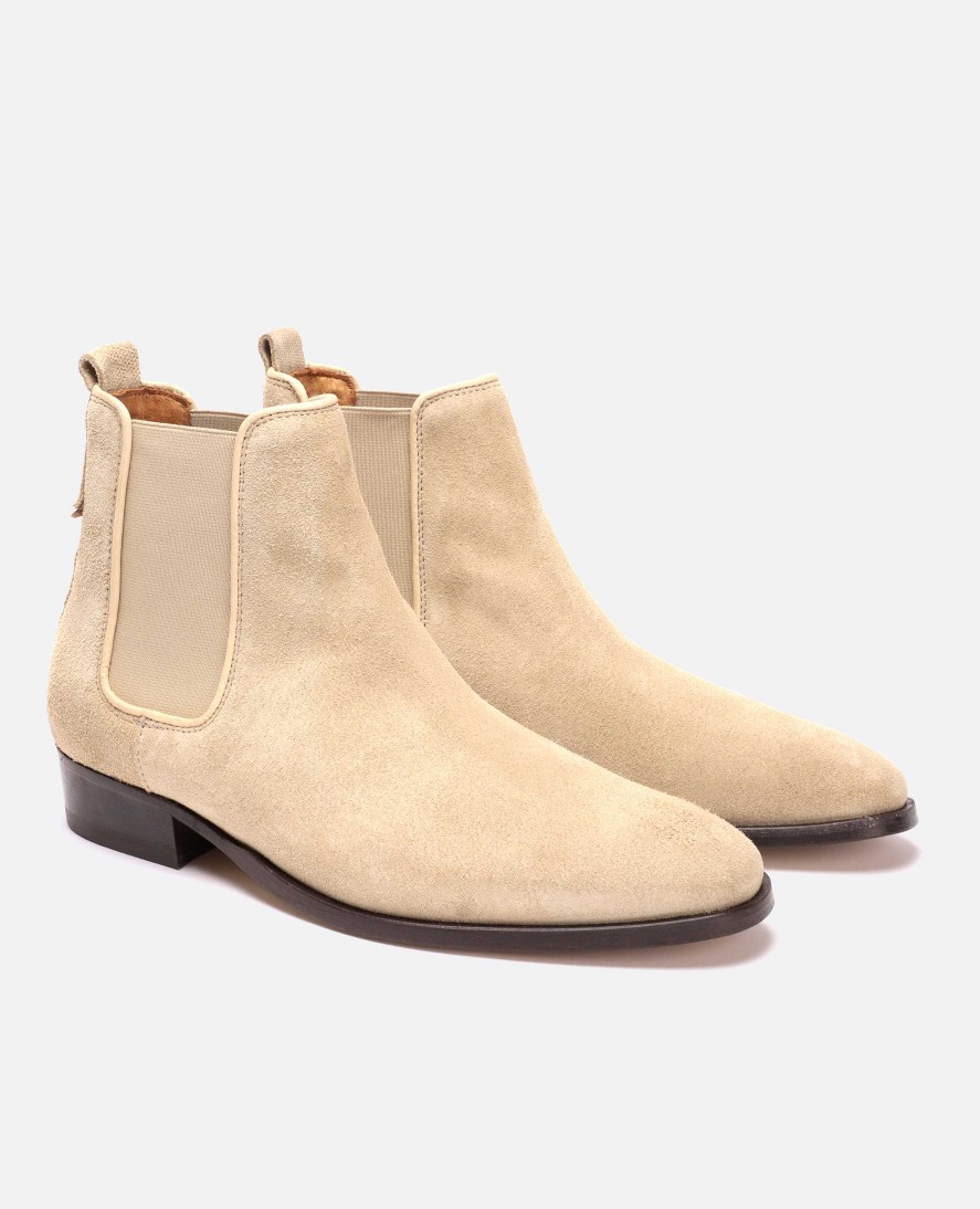 KOST Beige Women'S Suede Chelsea Boots Wholesale