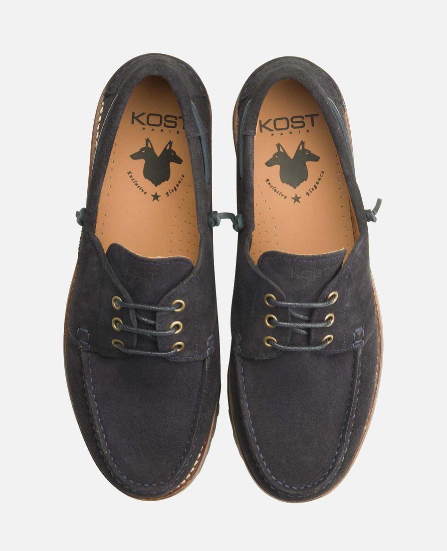 KOST Navy Blue Suede Boat Shoes For Men Wholesale