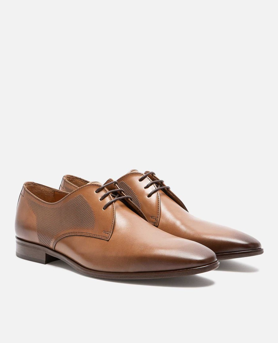 KOST Men'S Brown Leather Derby Shoes Clearance