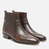 KOST Men'S Brown Leather Boots With Heel Wholesale